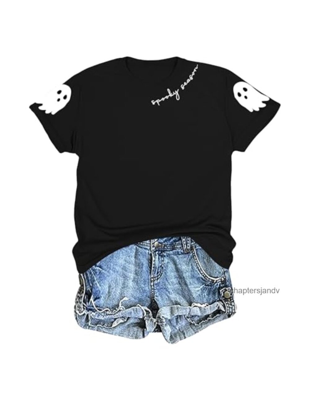 Women's Halloween Ghost Graphic T-Shirt Crew Neck Short Sleeve Tee